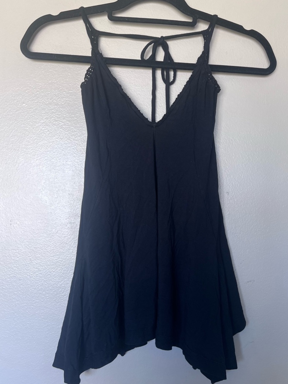 Free People Black V-Neck Camisole with Lace Trim